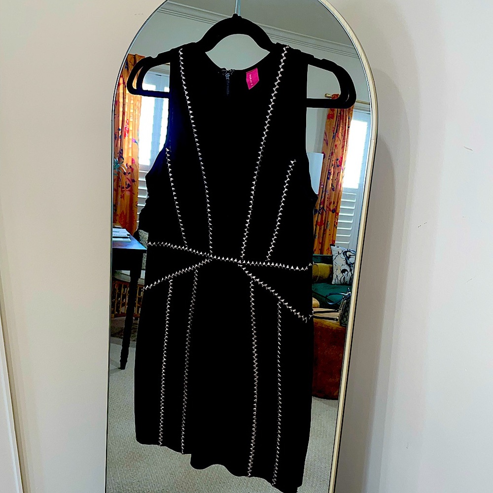 Pookie & Sebastian Black Mini Dress with Studs